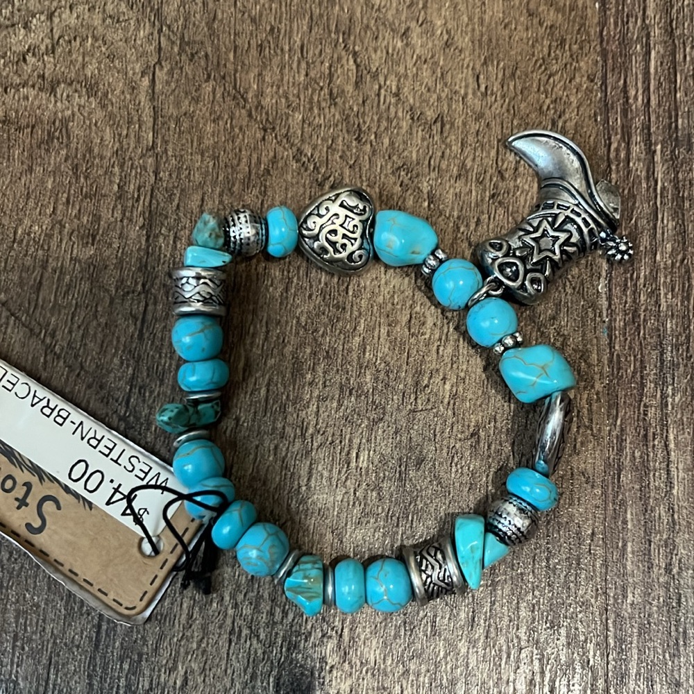 Turquoise and Silver Western Bracelet